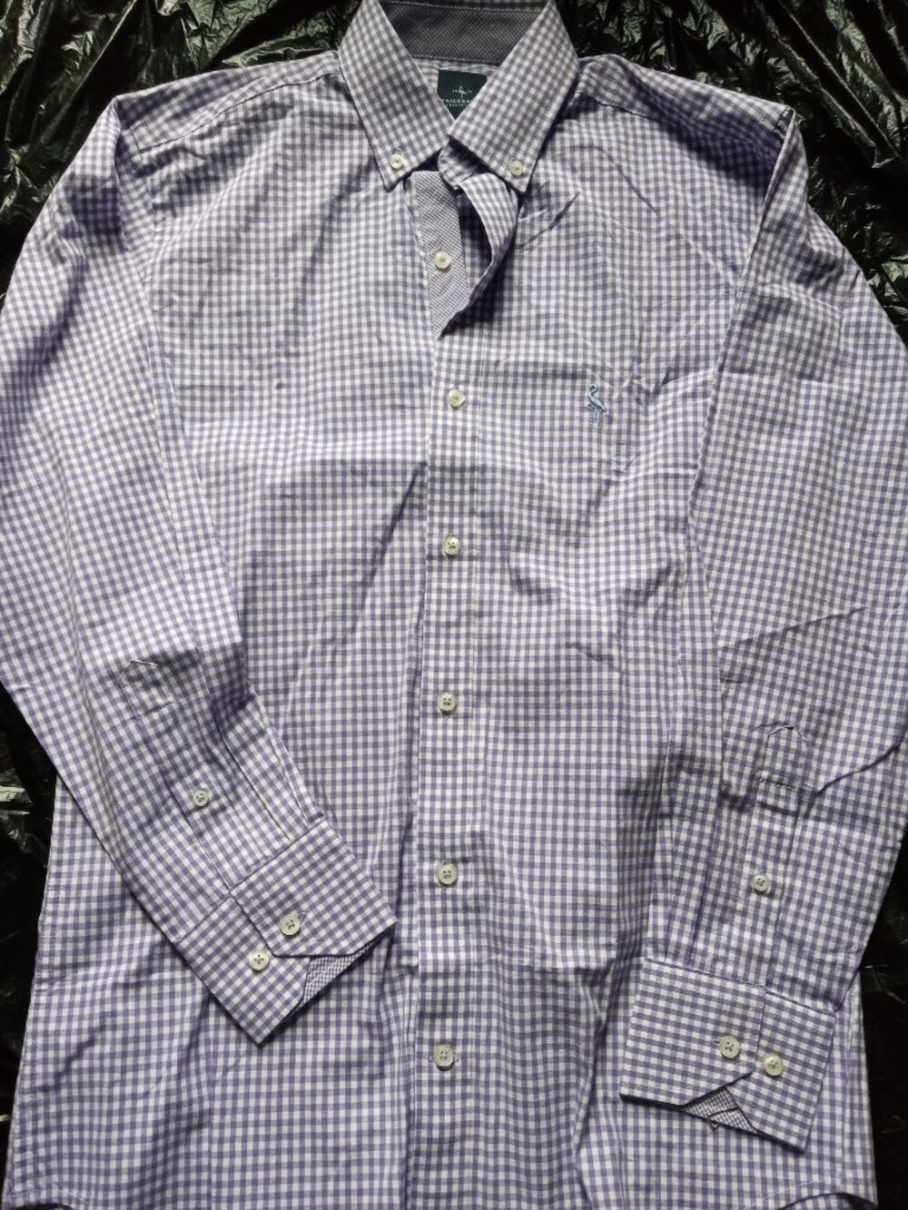 NWOT Tailorbyrd Purple/White Checkered Long Sleeve Shirt Mens Small